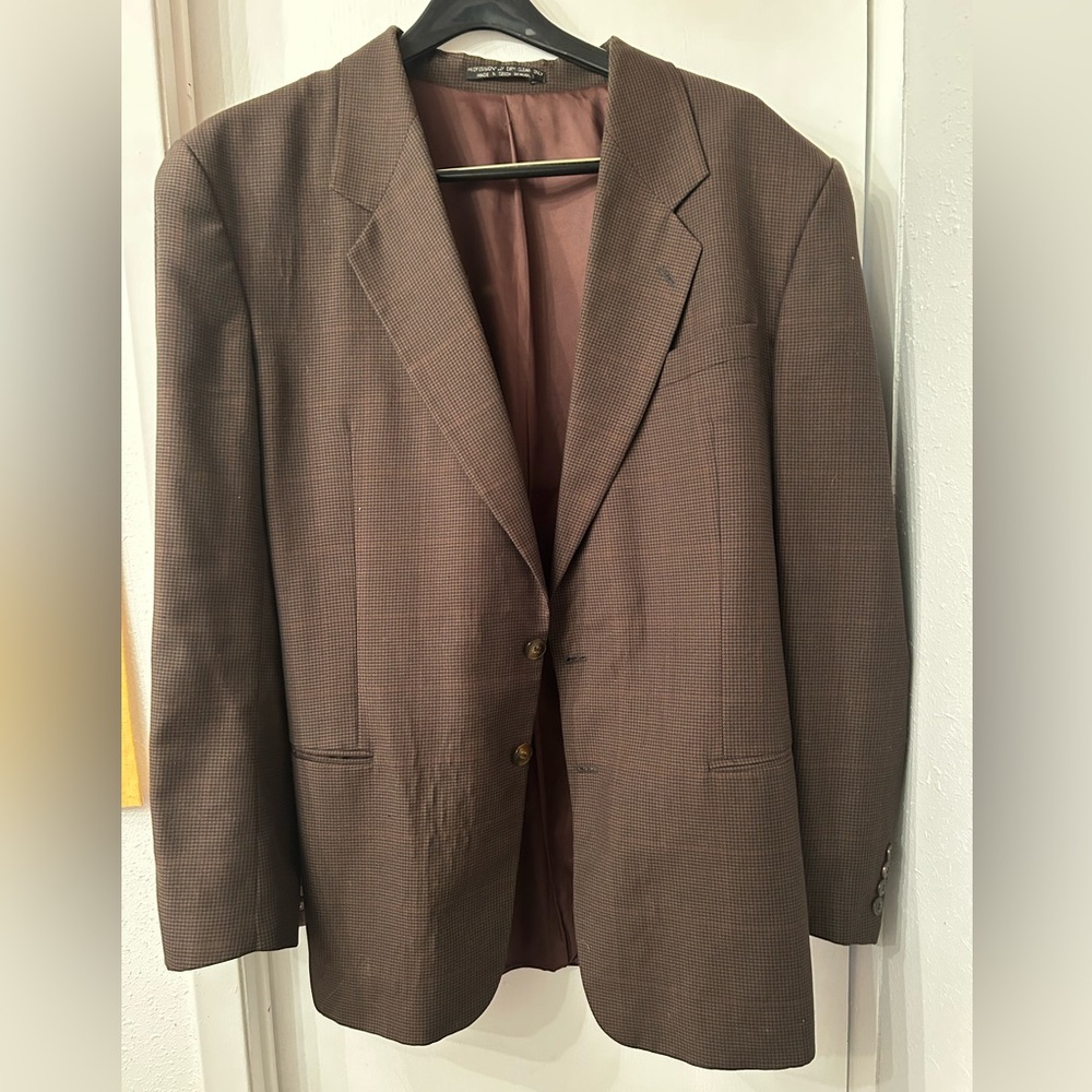 Vintage 46L Cellini Collection Brown Plaid Sports Coat